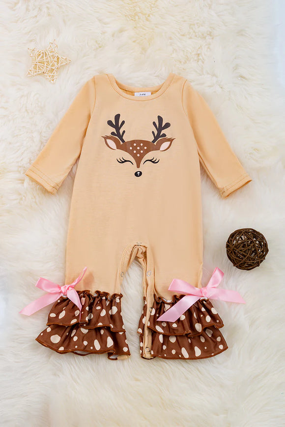 Fawn Ivory Romper with Ruffle Trim