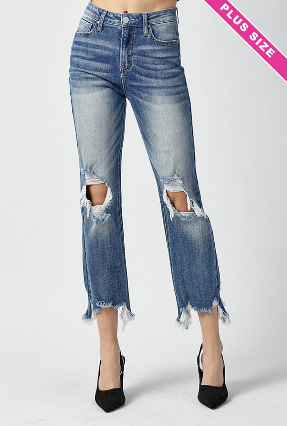 Risen High Rise Straight Crop Plus Jeans