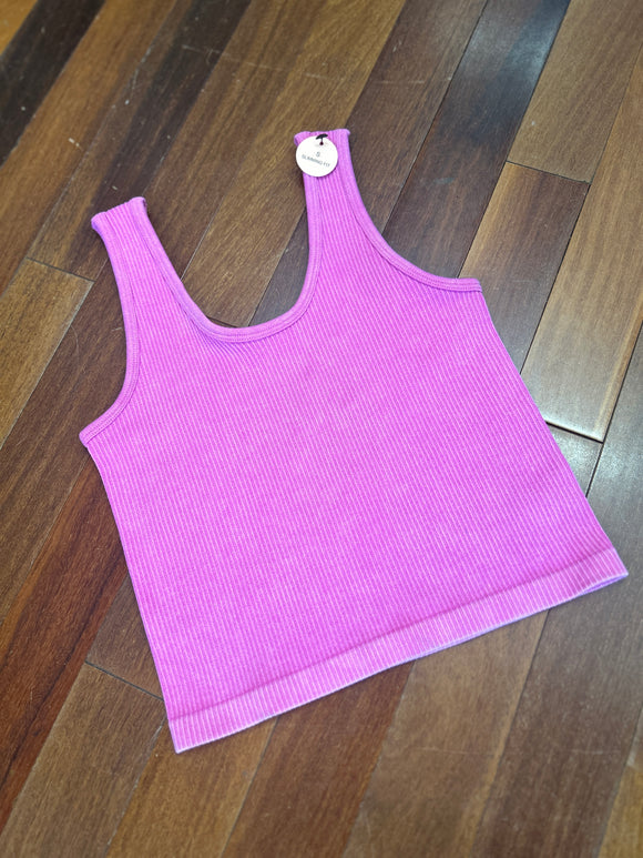 Fuchsia Washed Rib Tank