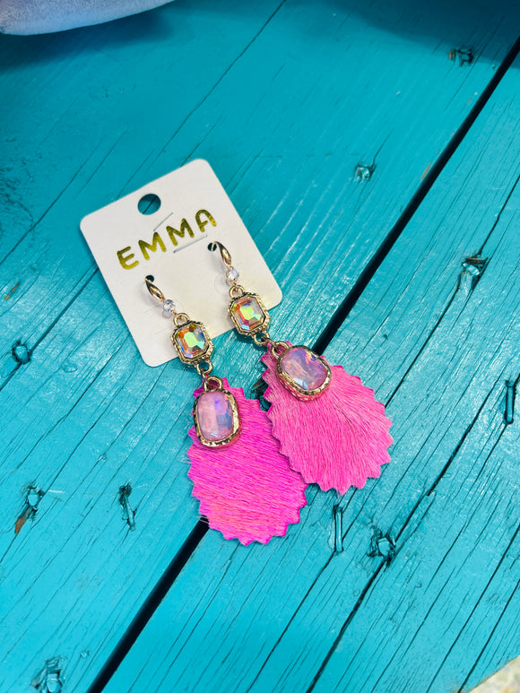 Pink Crystal Hide Earrings