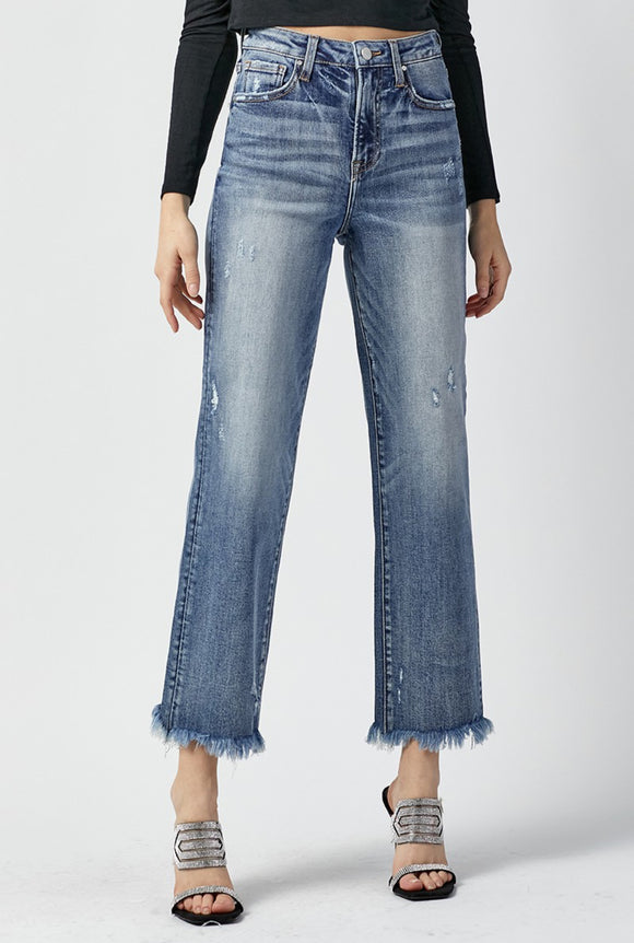 Risen High Rise Straight Jeans