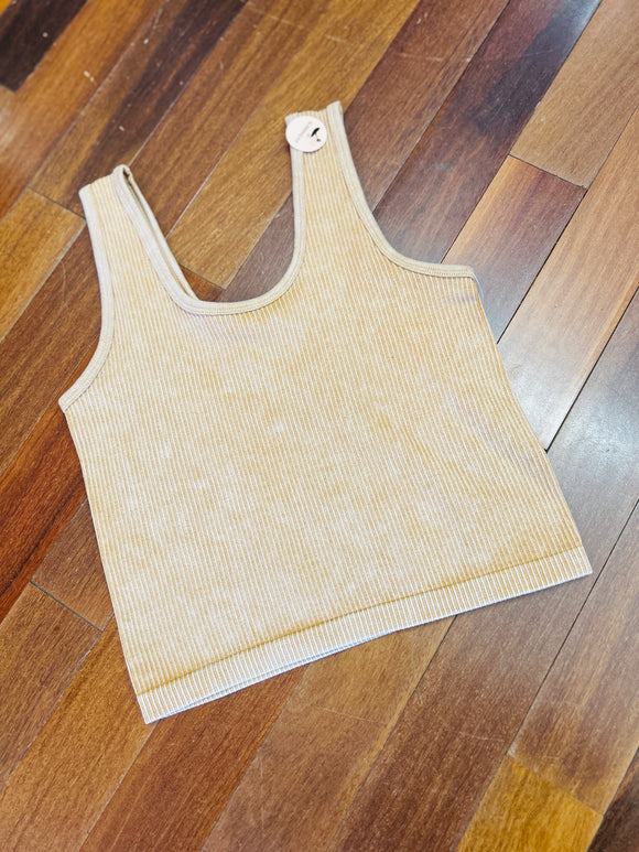 Deep Camel Washed Rib Tank