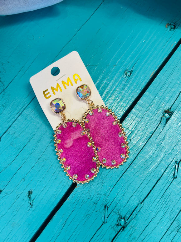 Iridescent & Pink Hide Earrings