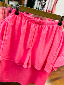 Pink Waffle Shorts
