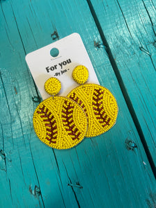 Beaded Softball Earrings