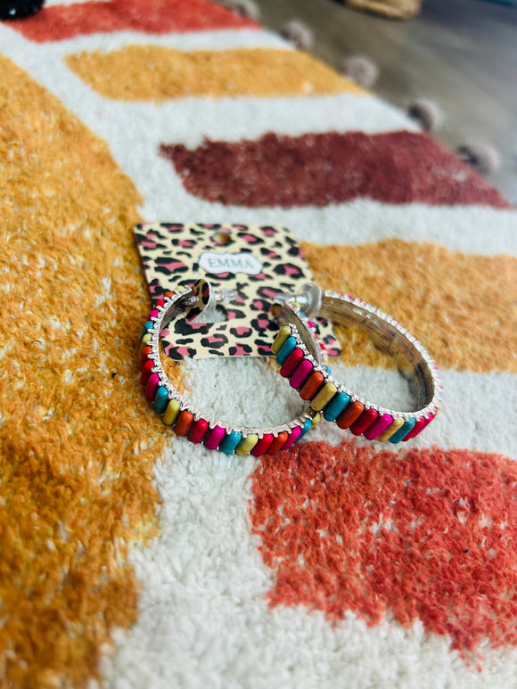 Multicolored Stone Hoops