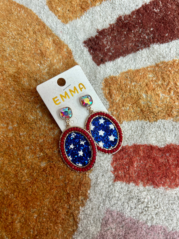 4th Of July Rhinestone Earrings