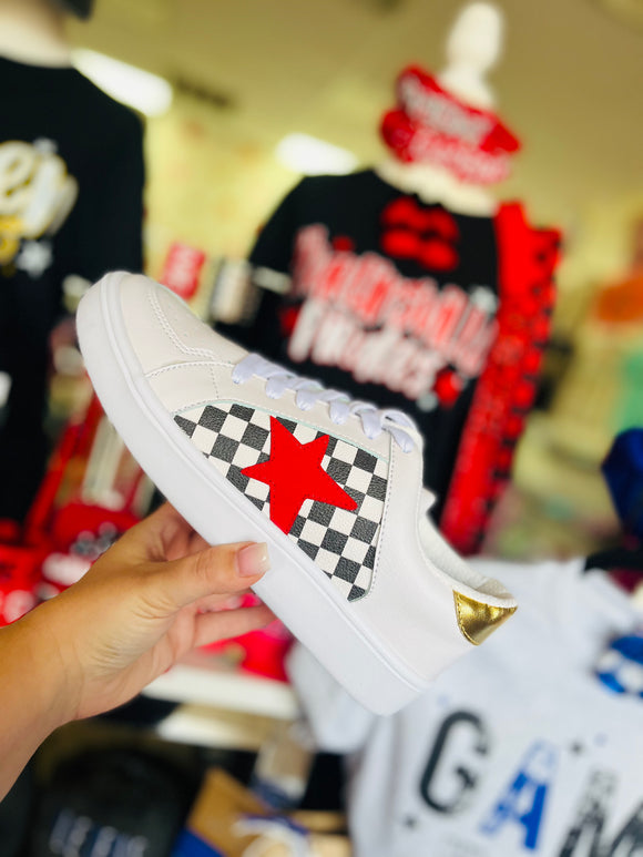 Red Star Checkered Sneakers