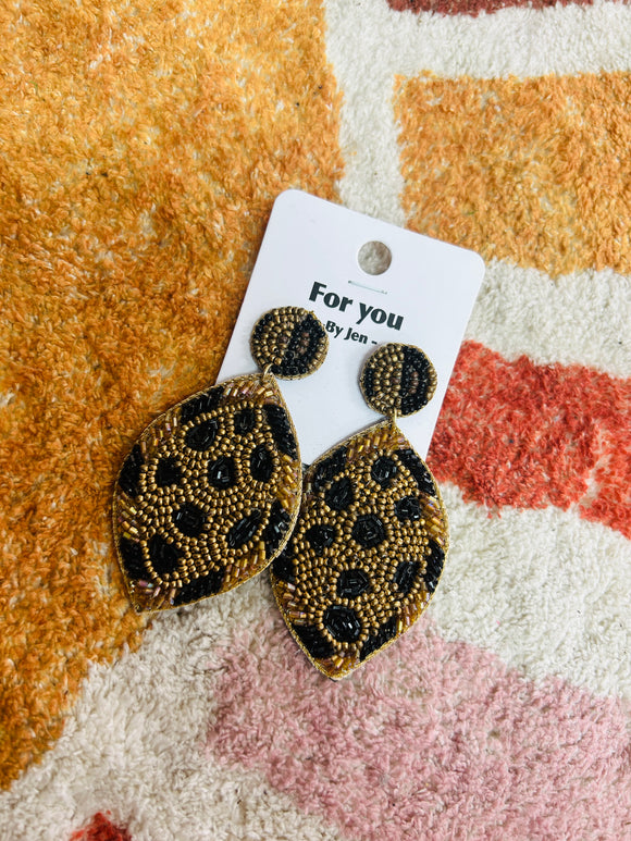 Leopard Beaded Earrings